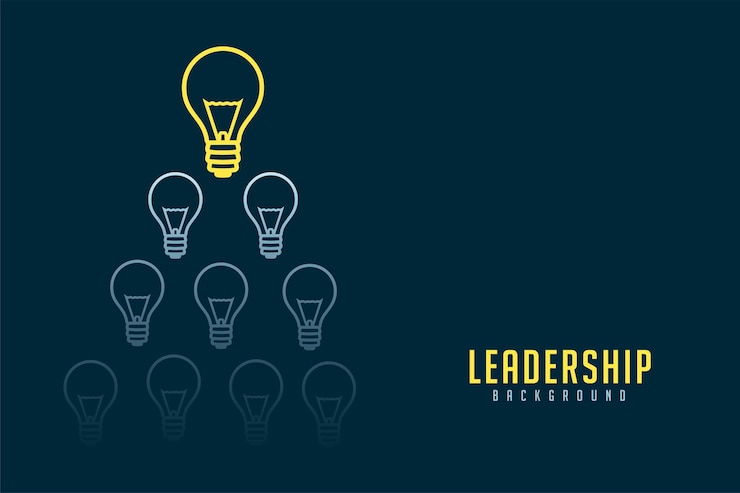 Vector gratuito fondo de concepto de idea innovadora de liderazgo con bombilla
