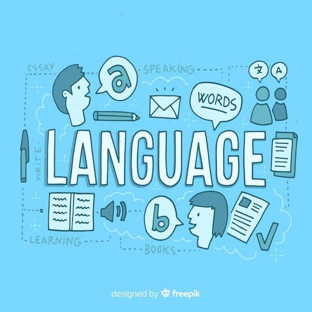 Fondo concepto idiomas dibujado a mano