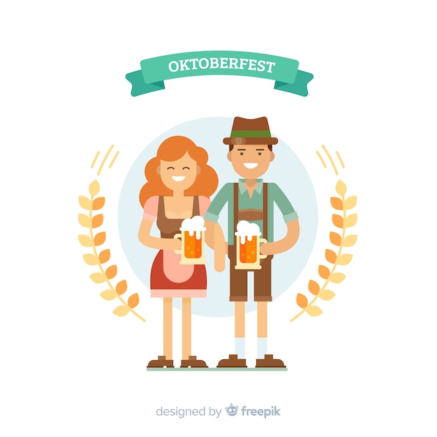 Vector gratuito fondo concepto oktoberfest con pareja adorable