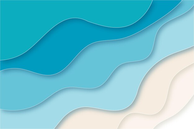 Fondo de concepto de playa ondulada de estilo de papel