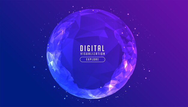 Fondo de concepto de tecnología de esfera circular de polietileno baja digital