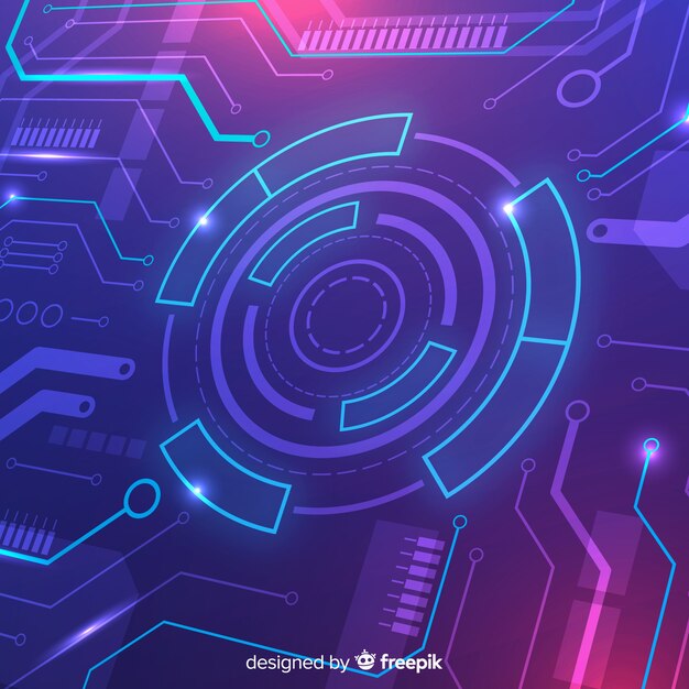 Fondo del concepto de tecnología con luz de neón