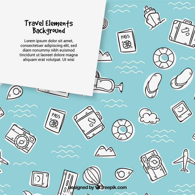 Fondo de concepto de viaje con elementos blancos