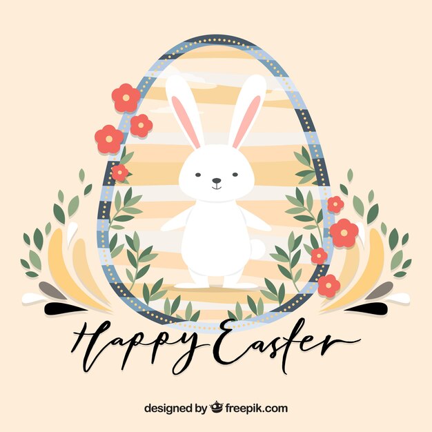 Fondo de conejito en un huevo de pascua