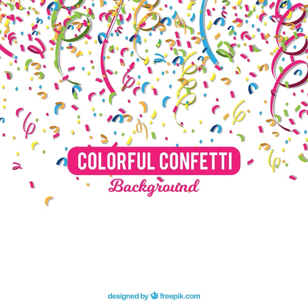 Fondo de confeti colorido en estilo plano