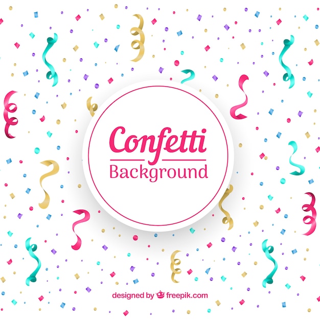 Fondo de confeti colorido en estilo plano