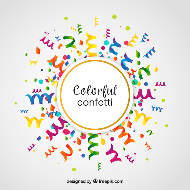 Fondo de confeti colorido en estilo plano