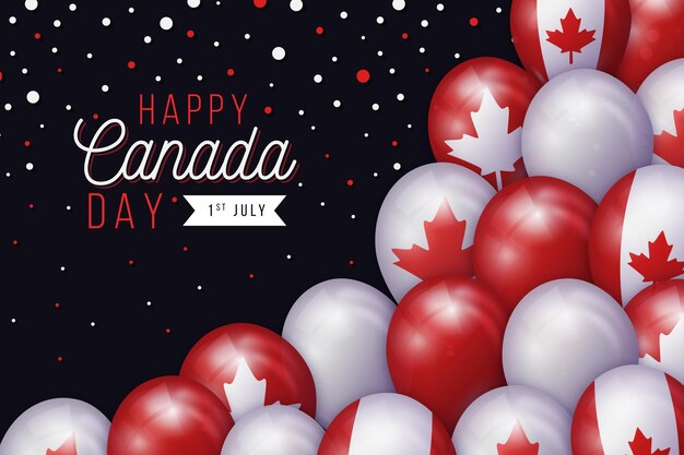 Fondo de confeti y globos del día de Canadá