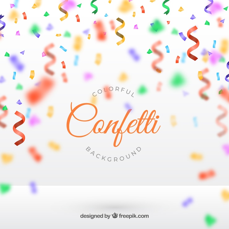 Vector gratuito fondo de confetti colorido en estilo desenfocado