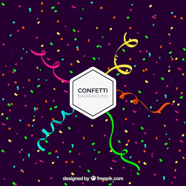 Fondo de confetti colorido en estilo plano