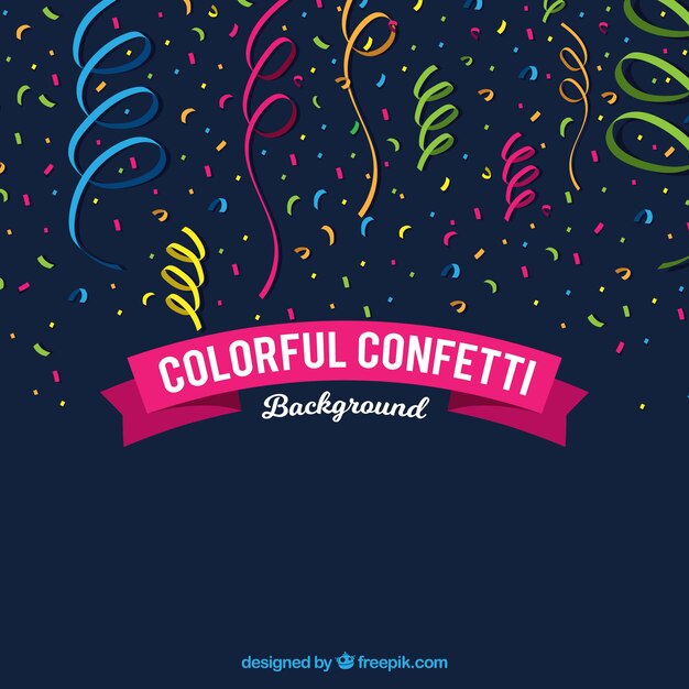 Fondo de confetti colorido en estilo plano