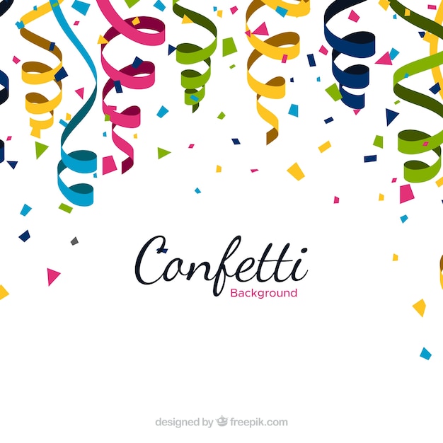 Fondo de confetti colorido en estilo plano