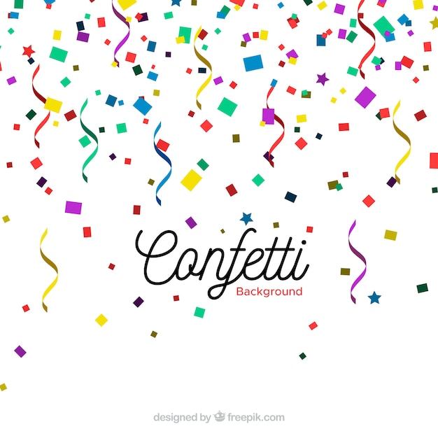 Fondo de confetti colorido en estilo plano