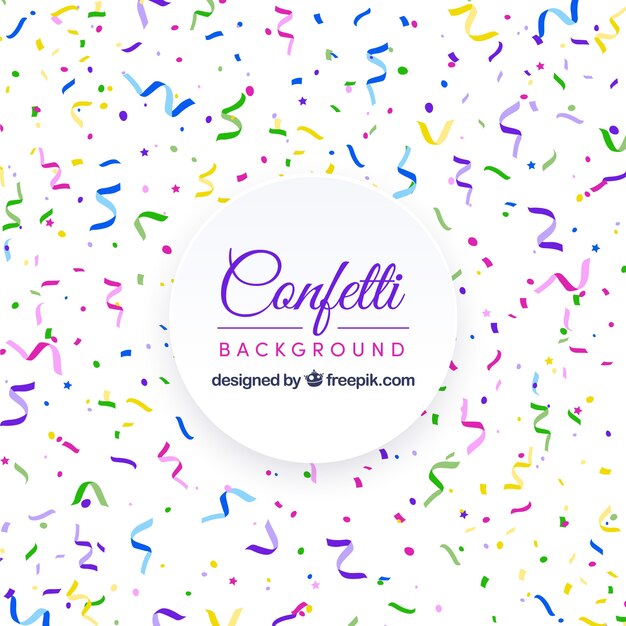 Fondo de confetti colorido en estilo plano