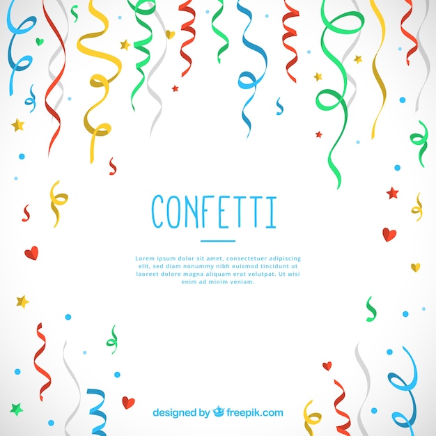 Fondo de confetti colorido en estilo plano