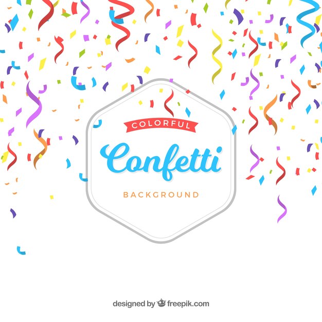 Fondo de confetti colorido en estilo plano