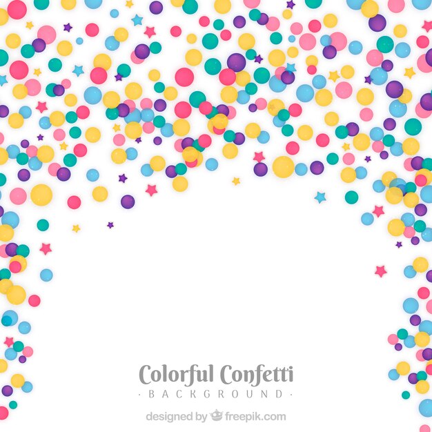 Fondo de confetti colorido en estilo plano