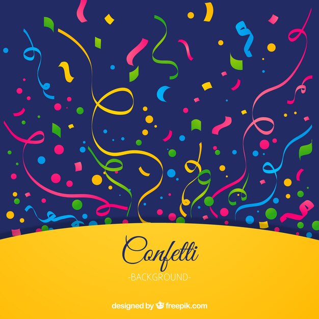 Fondo de confetti colorido en estilo plano