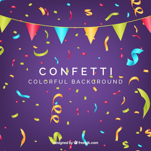 Fondo de confetti colorido en estilo realista