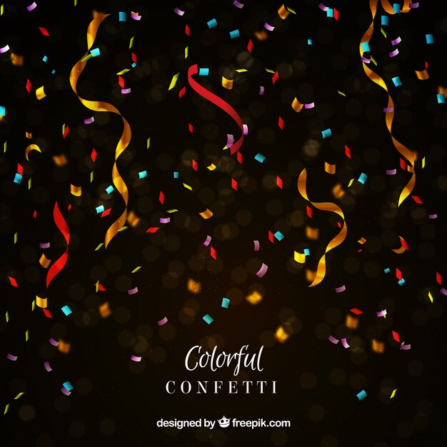 Fondo de confetti colorido en estilo realista