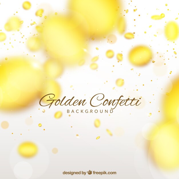 Fondo de confetti dorado en estilo desenfocado