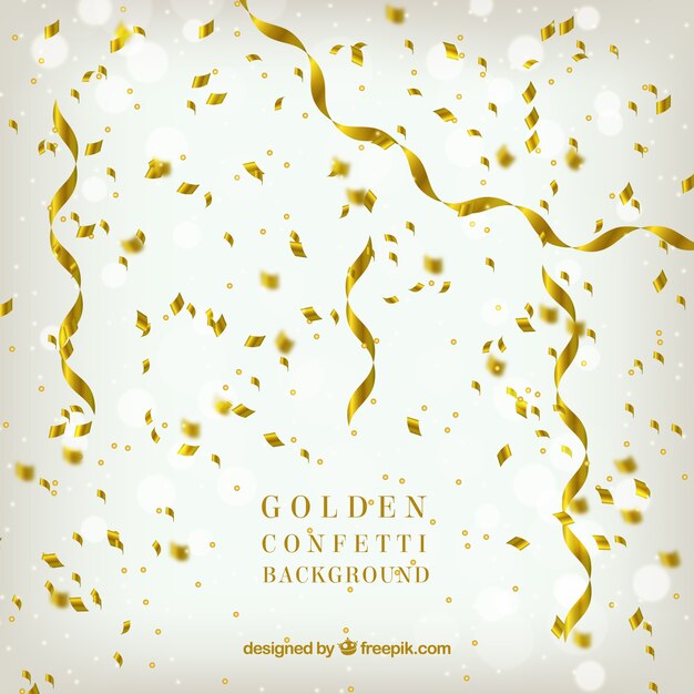 Fondo de confetti dorado en estilo realista