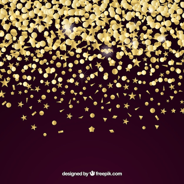 Vector gratuito fondo de confetti dorado