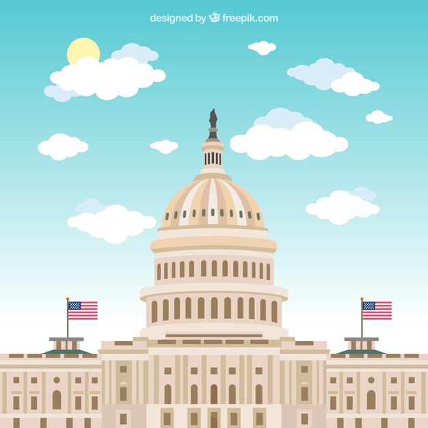 Fondo de congreso de los estados unidos en estilo plano