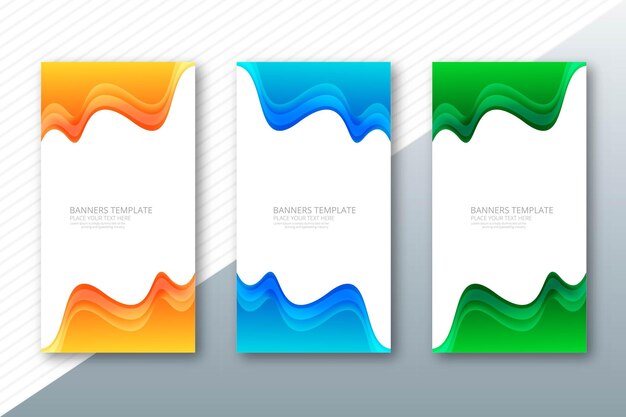 Fondo de conjunto de banners de onda colorida moderna