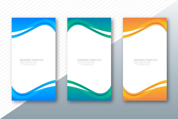 Fondo de conjunto de banners de onda colorida moderna