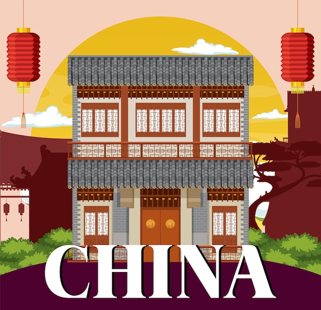 Fondo de construcción de casas de tradición china