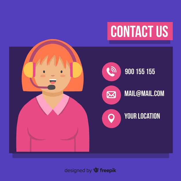 Fondo contacta con nosotros chica plana