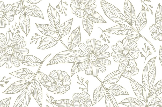 Fondo de contorno floral dibujado a mano