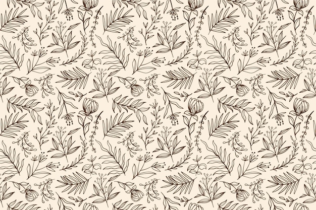 Fondo de contorno floral dibujado a mano