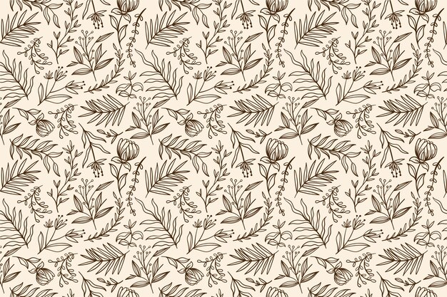 Fondo de contorno floral dibujado a mano