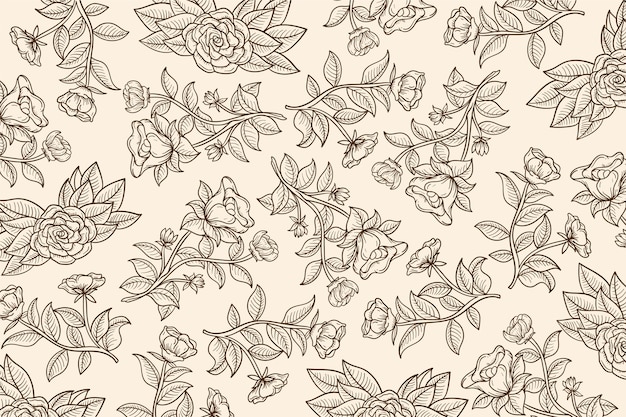 Fondo de contorno floral dibujado a mano
