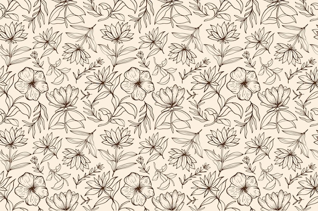 Fondo de contorno floral dibujado a mano