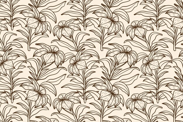 Fondo de contorno floral dibujado a mano