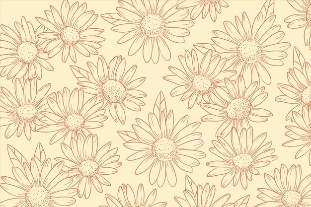 Fondo de contorno floral dibujado a mano