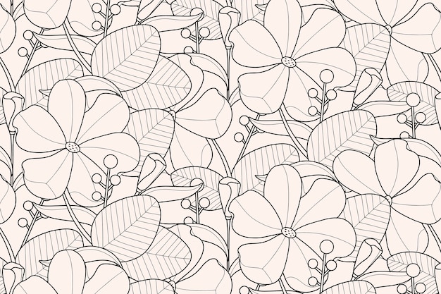 Vector gratuito fondo de contorno floral dibujado a mano