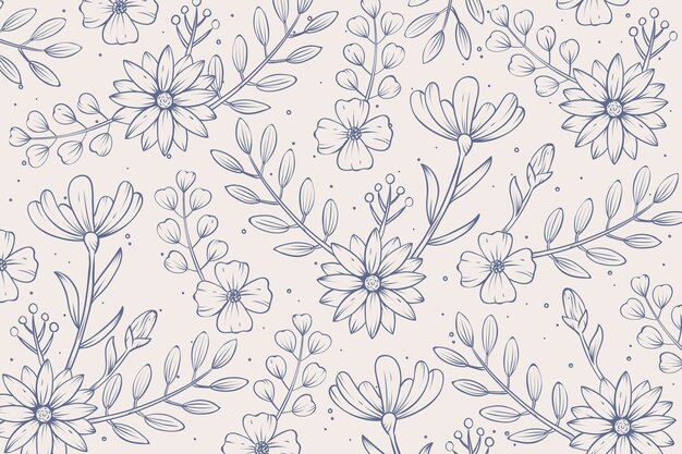 Fondo de contorno floral dibujado a mano