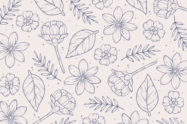 Fondo de contorno floral dibujado a mano