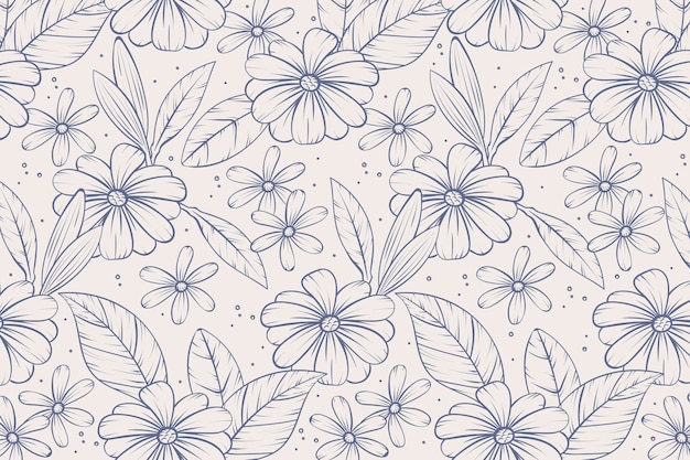 Fondo de contorno floral dibujado a mano