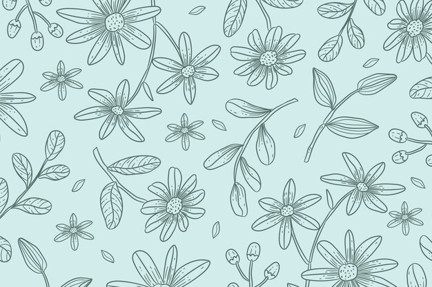 Fondo de contorno floral dibujado a mano