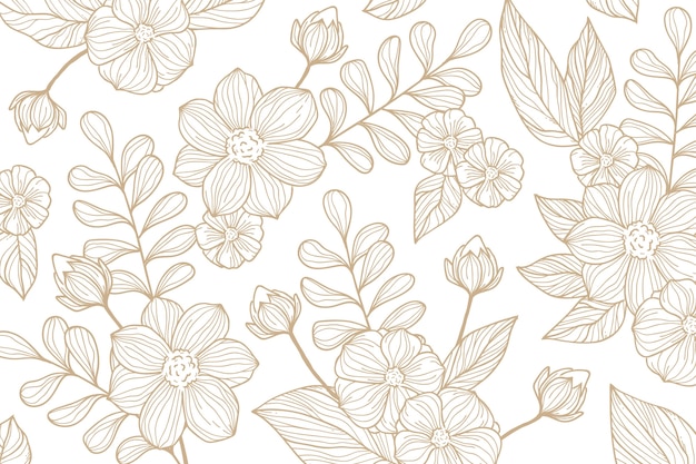 Vector gratuito fondo de contorno floral dibujado a mano