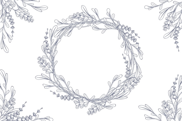 Fondo de contorno floral dibujado a mano