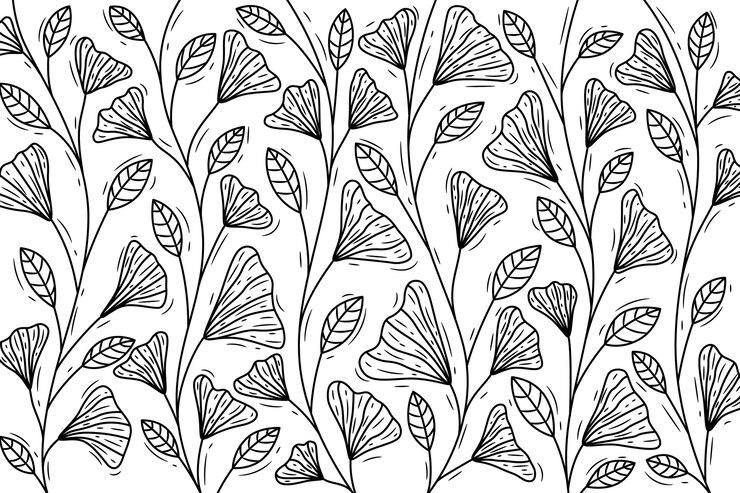 Fondo de contorno floral dibujado a mano