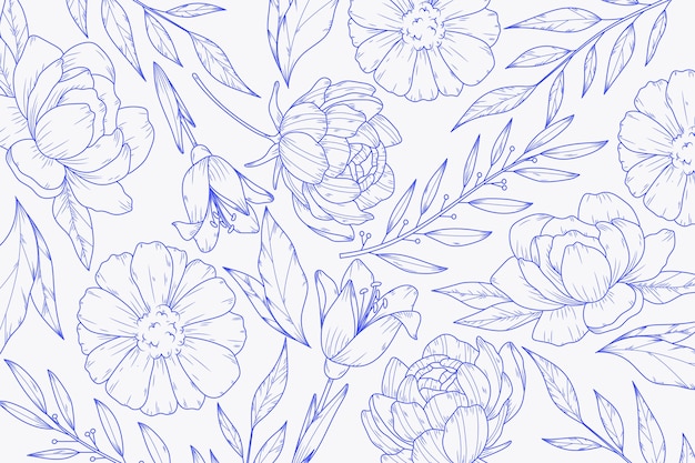 Fondo de contorno floral dibujado a mano