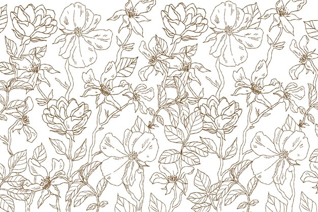 Fondo de contorno floral dibujado a mano