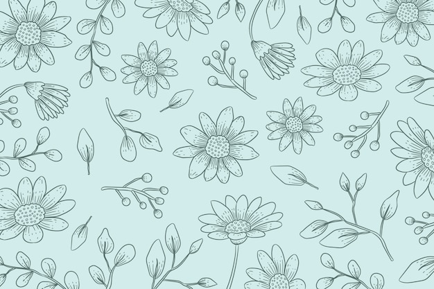 Vector gratuito fondo de contorno floral dibujado a mano